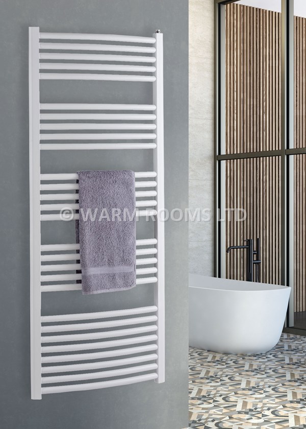 Tempora Compass Curved Towel Rail - Finished in RAL9016 Traffic White